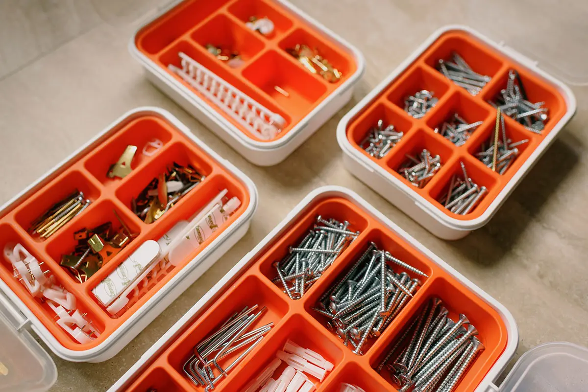 organizing tools nails screws for garage cleanout service